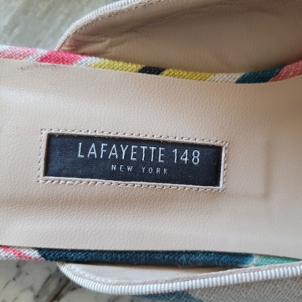 Lafayette 148 NY Abstract Print Pointed Toe Mules Made in Italy Size 38.5/ 8 USA - Picture 4 of 5